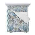 thumbnail image 7 of Blue Beach Coastal Twin Size Down Alternative Comforter, Lightweight Comforter Quilt Bedding Set with Pillow Shams Nautical Seaside Coral Starfish All Seasons Bed Comforter Duvet Insert 68"x86", 7 of 7