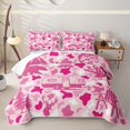 thumbnail image 2 of Catabedysis Camo Camping Bed Spread Queen For Girls,Wildlife Camper Pattern Queen Coverlet Set,Pink White,3 Pieces, 2 of 7