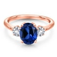 thumbnail image 3 of Gem Stone King 18K Rose Gold Plated Silver Blue Created Sapphire and White Created Sapphire Engagement Ring for Women | 2.80 Cttw | Oval 9X7MM | Gemstone September Birthstone | Size 7, 3 of 6