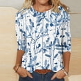 thumbnail image 1 of CHUANK Blouses pour Femmes Grande Taille Mode pour Femmes T-shirt Imprimé Ample Mi-Long Manches 3/4 Col Rond Hauts Décontractés, 1 of 5