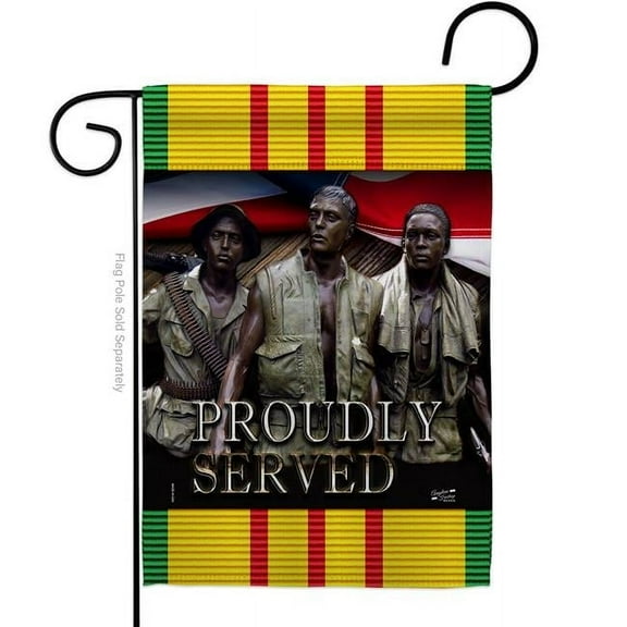 Angeleno Heritage G135317-BO 13 x 18.5 in. Proudly Served Garden Flag with Armed Forces Service Double-Sided Decorative Vertical Flags House Decoration Banner Yard Gift