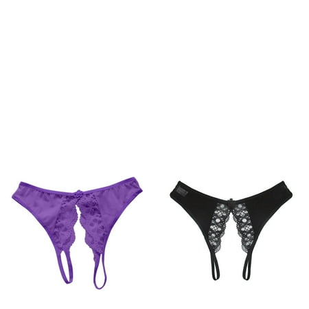 Wijhcboe 2 Pack Women plus Size Panties Lace Sexy Floral Lace Briefs Women Underwear Bikini Lace With Cute Bow 22/24 Panties plus Size Sexy Underwear Cotton Adult Underwear