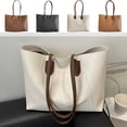 thumbnail image 1 of Bolso de mano de cuero de mujer Bolso de hombro – Bolso grande para el trabajo, bolsillo con cremallera, asas resistentes – Negro/Blanco/Café/Marrón – Uso diario en otoño invierno, 1 of 6