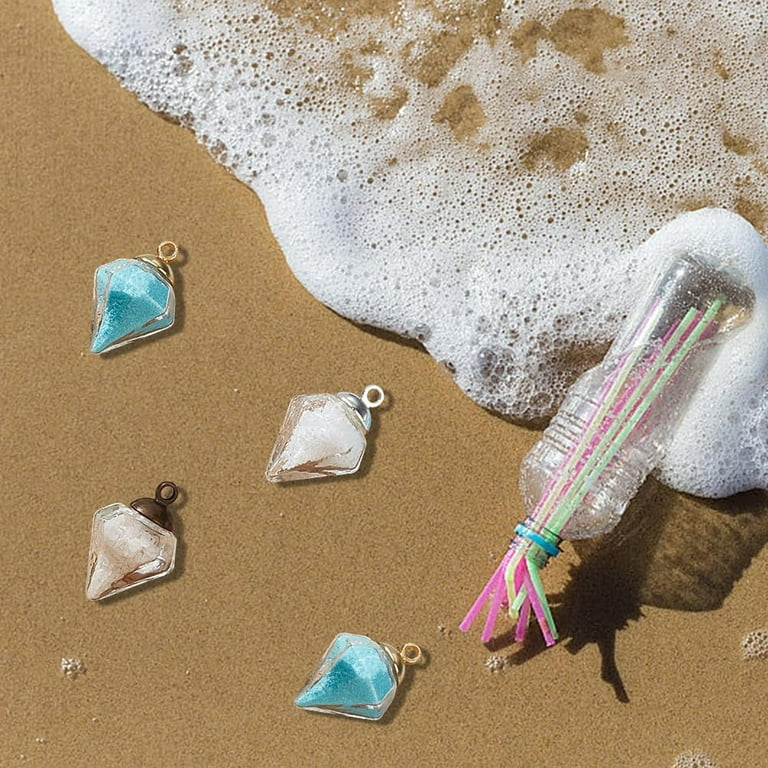 Sets Empty Glass Charms Mini Clear Vial Bottle Pendant Wish Ball