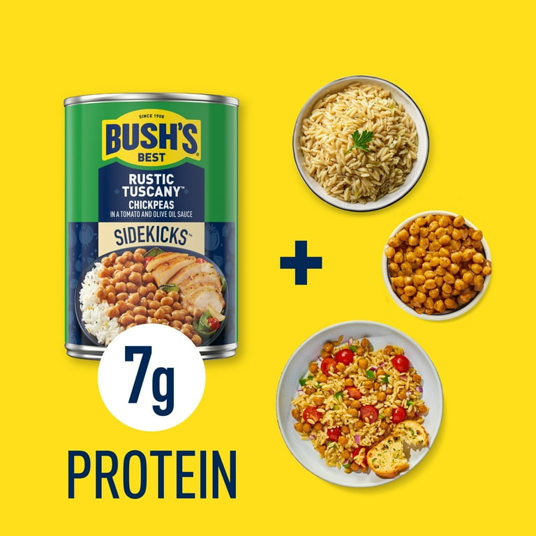 bushdebrunt SIDE KICK タンカラー BUSH'S Rustic Tuscany Chickpeas Canned Garbanzo Beans 15.5 oz with