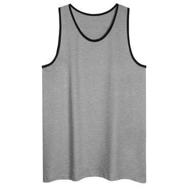 Allsense Men's Two Tone Basic Color Tank Top Jersey Regular Fit Unisex HGreyBlack 2XL