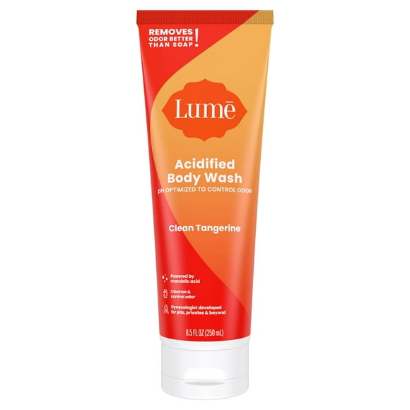 Lume Acidified Body Wash - 24 Hour Odor Control - Removes Odor Better Than Soap - Moisturizing Formula - Sls Free Paraben Free - Safe For Sensitive Skin - 8.5 Ounce (Clean Tangerine)