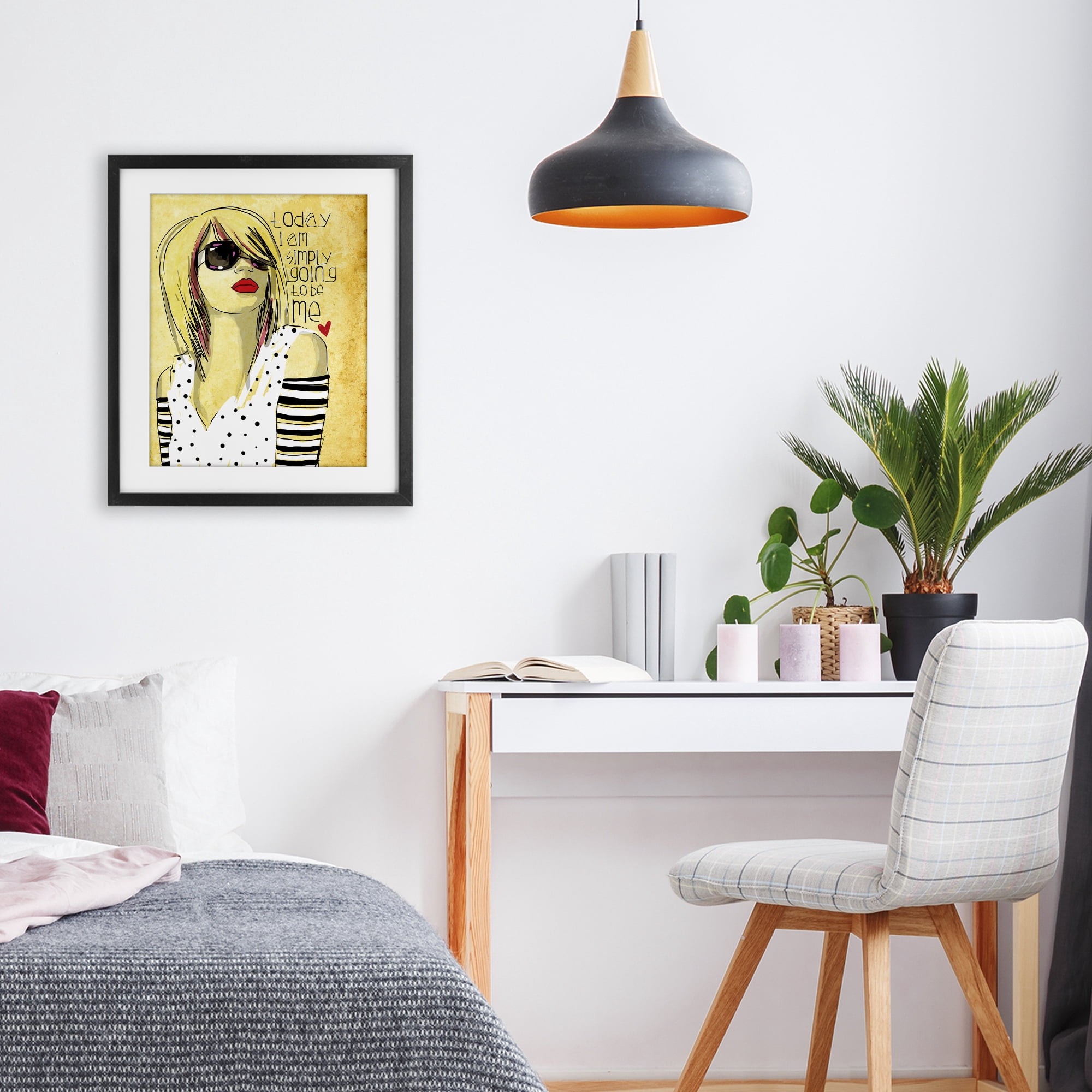 Stupell Industries Today I Am Simply Me Black Framed Print Under Glass, design by Suzanne Millius