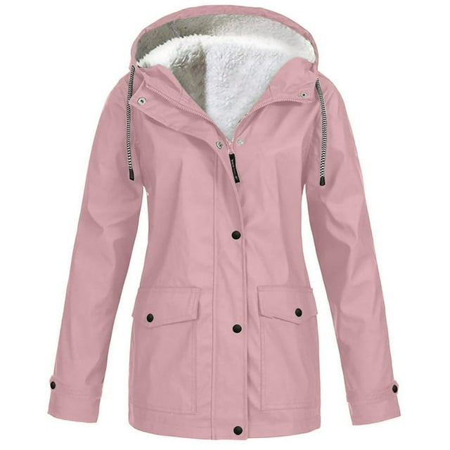 Manteaux d'Hiver pour Femmes Imperméables pour Femmes, Manteau de Pluie de Plein Air pour la Randonnée, Manteaux de Pluie Doublés en Molleton, Vestes de Pluie Légères à Capuche, Commandes Passées par Moi en Hiver