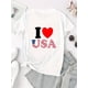 thumbnail image 2 of Creative English Love Flag Pattern Print Women's Fashion Trendy Round Neck Short Sleeve, Simple Casual Sports T-shirt, Comfortable Holiday Summer Top Women's Clothing, 2 of 8