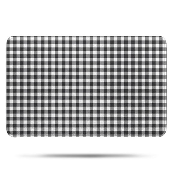 Black White Gingham Checkered Pattern Bathroom Rugs Mat,Non Slip Microfiber Bathroom Rug,Rubber Backing,Soft Bathroom Mats for Bathroom Floor,Tub and Shower,17x27in(43x68cm)