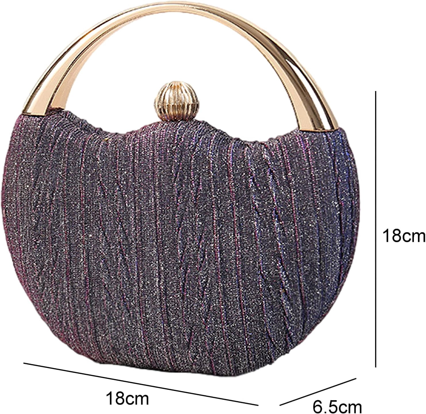 Evening Bag Clutch Purses Pleated Round Hard shell Crossbody Handbag with Chain Strap for Women Wedding Party Formal