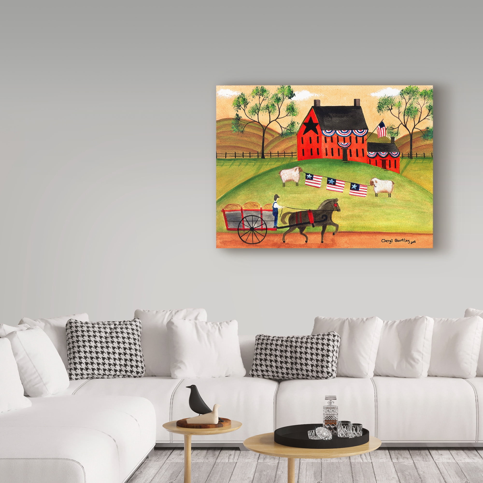 Primitive Americana Sheep' Canvas Art by Cheryl Bartley - Walmart.com