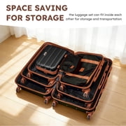 Gowill 6 Piece Luggage Sets,13/20/24/28 inch Hardside Lightweight ABS Suitcase With Expandable Duffle Bag (Black Tan)