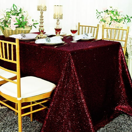 

Wedding Linens Inc. 90 x 156 Rectangular Sequin Glitz Taffeta Tablecloth - Burgundy