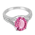 thumbnail image 2 of Mauli Jewels Rings for Women 2.46 Carat Oval Cut Pink Topaz and Diamond Antique Ring 4-Prong 10K White Gold, 2 of 6