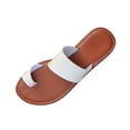 thumbnail image 2 of Samdudou Slide Sandals for Women Open Toe Flat Slippers Unique Asymmetrical Wide Strap Toe Ring Design Minimalist Casual Summer Beach Vacation Everyday Footwear, 2 of 9