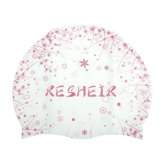 Unique Bargains 1 Pc Silicone Waterproof Floral Pattern Swim Cap Purple Red
