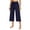 21# Dark Blue, variant on Womens Capri Pants Loose Yoga Pants Petite Wide Leg Drawstring Pull On Comfy Lounge Pajama Capris with Pockets Army Green S