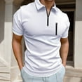 thumbnail image 2 of Mens Summer Henley Polo Shirt Zip Placket Athletic T Shirt Summer Short Sleeve Top White M, 2 of 6