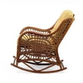 thumbnail image 6 of Malibu Handmade Natural Rattan Living Room Set of 2 Rocking Lounge Chairs with Light Brown Cushions and Round Coffee Table with glass Colonial (Light Brown Color), 6 of 9