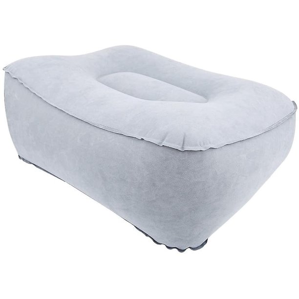 Cojín para reposapiés - Almohada suave flocada inflable Viajes Vuelos Almohada de relajación con bomba de aire (gris + azul)