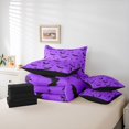 thumbnail image 6 of Homewish Cute Halloween Bat 7pcs Queen Bedding,Small Bow Print Bedding Comforter Set Queen,Violet Black,Black Reversible, 6 of 8