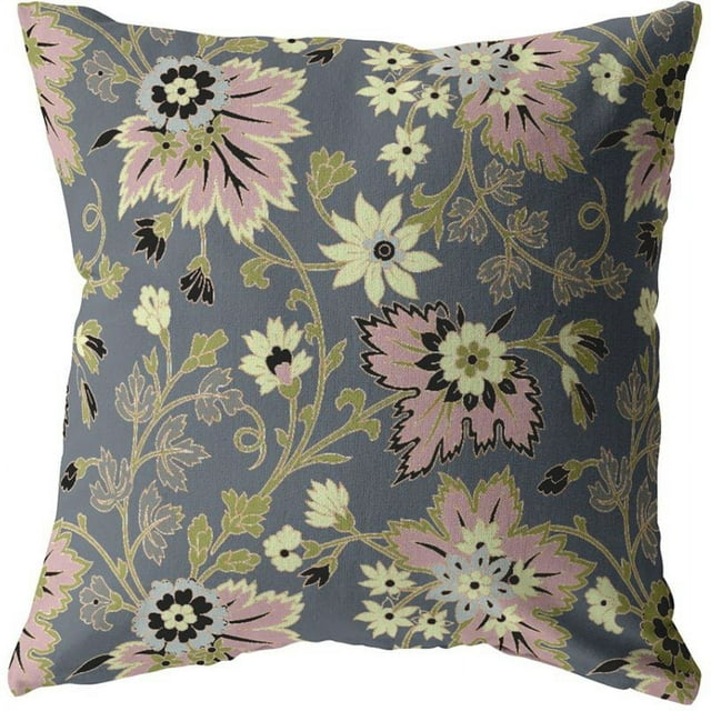 Coussin en Tissu pour l'Intérieur/extérieur avec Zip Rose et Gris18x18