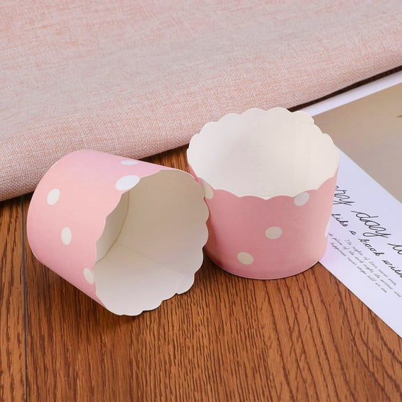 OUNONA Pink Paper Cupcake Cups for Cake Decoration Sturdy Flexible NonStick Liners 50 Pieces