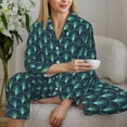 thumbnail image 6 of Honeii Green Vintage Peacock print Women's Pajama Sets Long Sleeve Button Down Sleepwear Nightwear Soft Pjs Lounge Sets-X-Large, 6 of 7