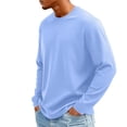 thumbnail image 6 of Delconic Mens Loose Fit Crew Neck Long Sleeve Knit Pullover Casual Basic Solid Top Soft Touch Everyday Lightweight Shirt Sky Blue L, 6 of 9