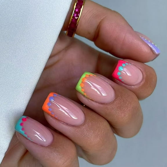 ROZYARD 24Pcs Square Nail Tips Glossy Fake Nail Press On Nail Artificial False Nail