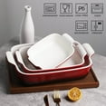 thumbnail image 2 of Sweejar Baking Pans Set, Ceramic 9x13 Baking Dish with Handle, Rectangular Casserole Dishes for Oven, Bakeware Sets of 3, Durable Lasagna Pan Deep for Kitchen, Banquet, Wedding Gift(Gradient Red), 2 of 6