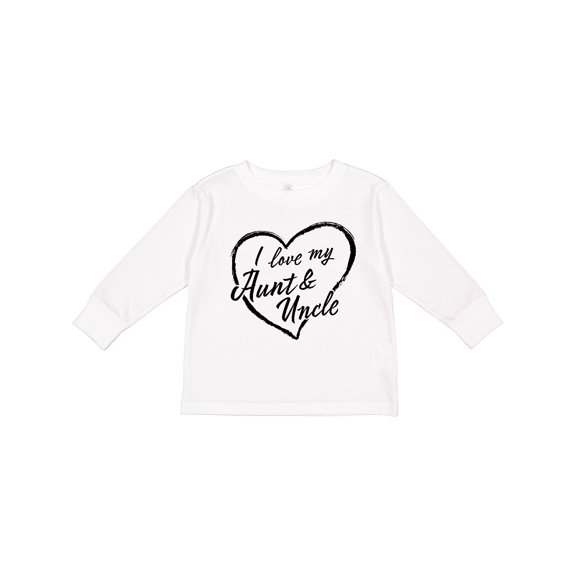 Inktastic I Love My Aunt and Uncle in Black Chalk Heart Boys or Girls Long Sleeve Toddler T-Shirt