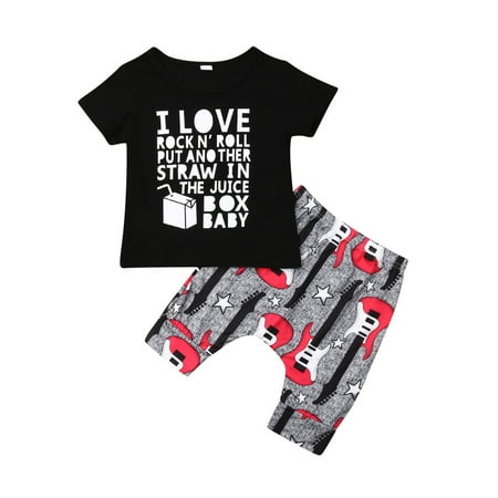 

Canrulo 2PCS Toddler Baby Boy Tops Shirt+Short Pants Summer Beach Outfits Set Clothes Black 3-4 Years