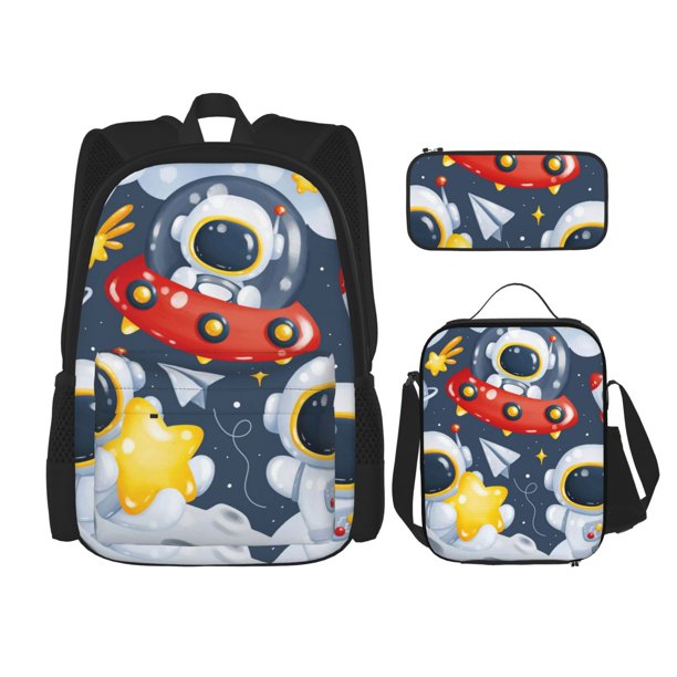 Fotbe Astronaut And Space Set Escolar 3 en 1 para Niños - Mochila Duradera con Lonchera Aislante y Estuche para Lápices - Mochila Escolar para Niños y Niñas