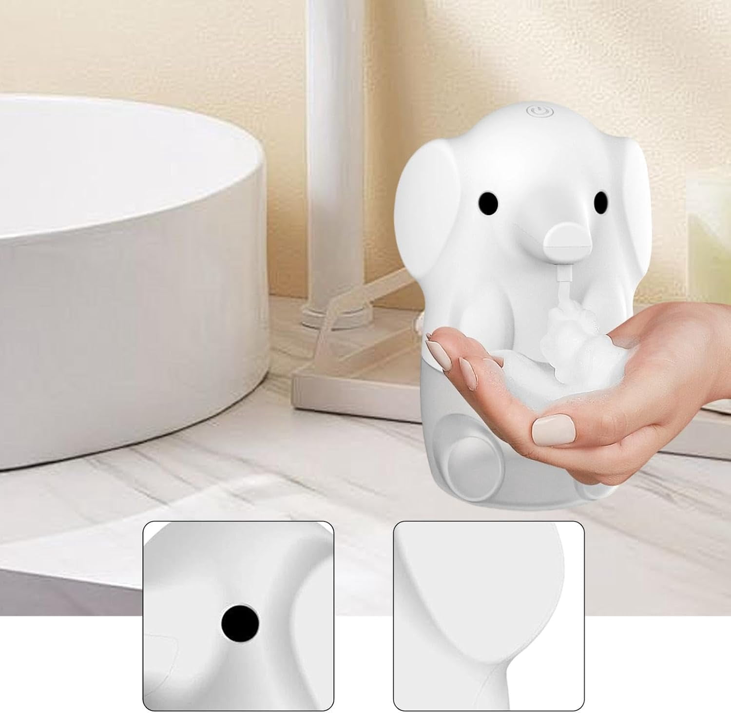 Liquid Soap Dispenser Automatic USB Powered Waterproof Model for Restaurant Use, White