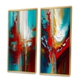 thumbnail image 3 of Designart "Rythmes de Sarcelle Éveil Abstrait I" Peinture Abstraite Encadrée Ensemble d'Art Mural de 2 - Ensemble d'Art Mural Encadré Rouge Moderne de 2, 3 of 6
