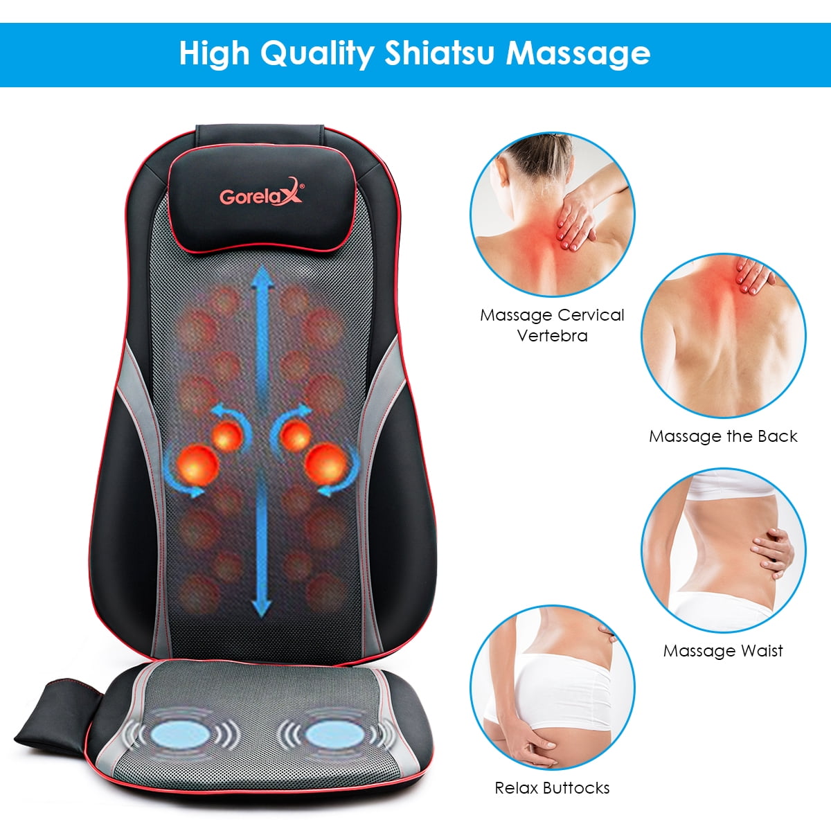 REATHLETE SPINA Shiatsu Massage Cushion with Triple-Action Back & Neck  Massager, 1 Piece - Foods Co.