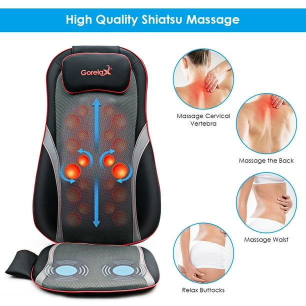 Costway Shiatsu Neck Back Massage Seat Cushion w Hip Vibration Heating Function Walmart