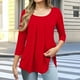 thumbnail image 2 of Top de tallas grandes,Camiseta de manga 3/4 para mujer, talla grande, blusa informal estampada, poliéster, cuello redondo, corte regular, sopatenor, 2 of 9