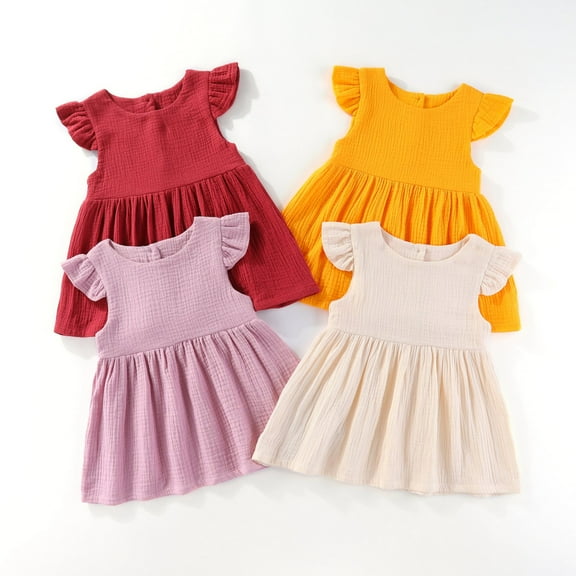 GYRATEDREAM Toddler & Baby Girls Ruffled Sleeve Casual Tulle Princess Dress 0-7 Years