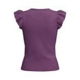 thumbnail image 7 of ClodeEU Women’s V Neck Puff Short Sleeve T Shirt with Button ,Casual Solid Color Top Purple,Women's Plus XL, 7 of 7