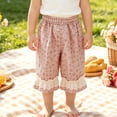 thumbnail image 2 of SGMVNU Little Girls Floral Print Cotton Pants Summer Lightweight Casual Loose Fit Trousers with Ruffle Lace , Size 1-2 Years, Pink-Floral, 2 of 6