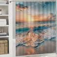thumbnail image 6 of Orinice  Beach Hawaiian Sea Sunset Shower Curtain for Bathroom Decor Ocean Wave Sunrise Tropical Coastal Seaside Summer Scenery Art Printed Fabric Polyester Waterproof 12 Pack Plastic Hooks 69x72, 6 of 7