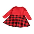 thumbnail image 3 of AMERTEER Robes à Carreaux Rouges à Manches Longues pour Bébé Fille avec Nœud Robe de Fête de Noël Rouge 2-3 Ans, 3 of 8