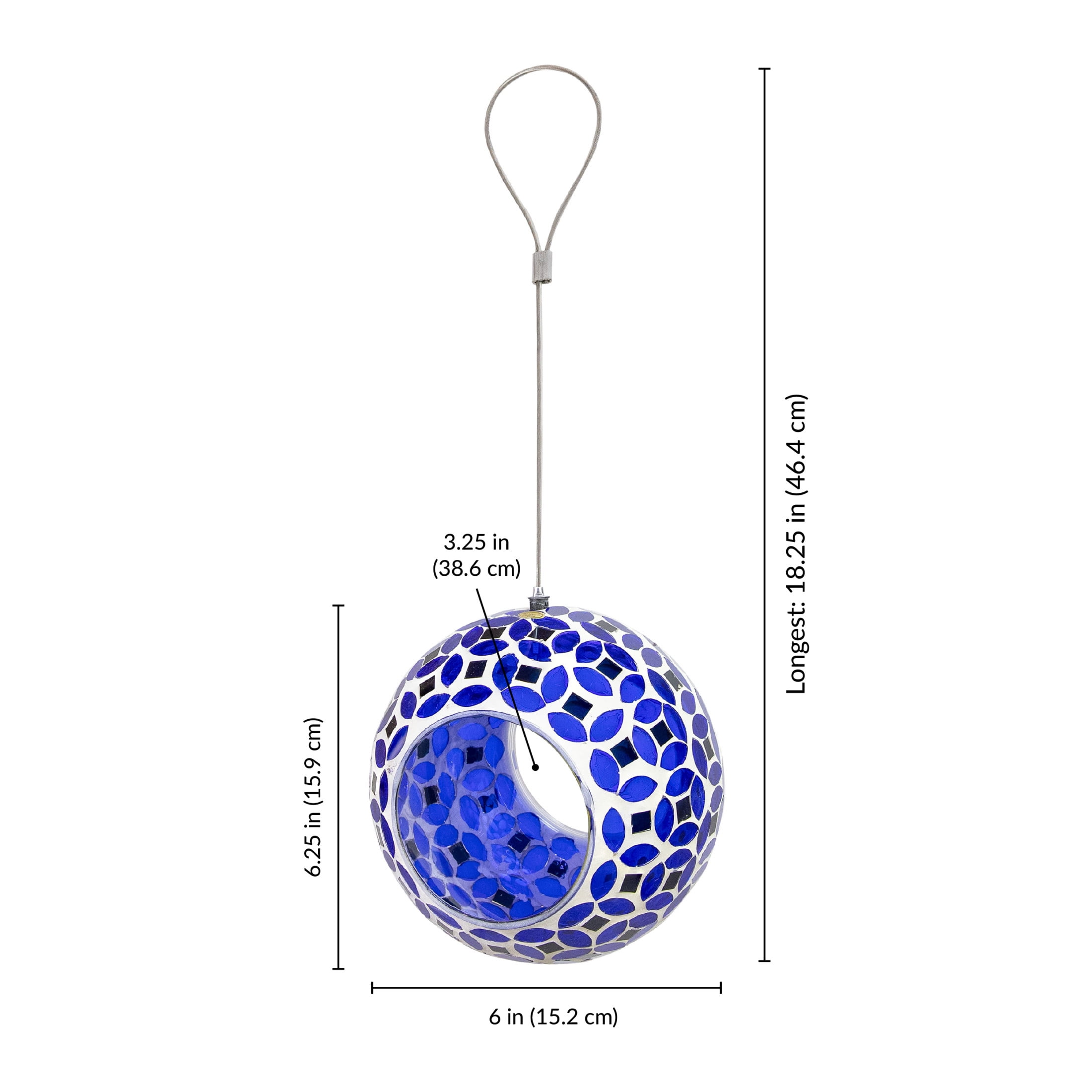 Sunnydaze Mosaic Glass Fly-Through Hanging Bird Feeder, 1-Cup Capacity, Lavender Mosaic