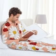 thumbnail image 6 of Naloa Daisy and Ladybug Men’s Pajamas Set - Long Sleeve Button Down Sleep Shirt and Pajama Bottoms Sleepwear Set-Small, 6 of 7