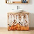 thumbnail image 4 of Burnt Orange Pumpkins Thanksgiving Small Sink Skirt 10''x11'',Fall Eucalyptus Leaves Rustic Botanical Bathroom Vanity Utility Cabinet Curtain,Kitchen Under Sink Laundry Privacy Drape Closet Curtains, 4 of 9