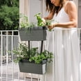 thumbnail image 2 of Balcony Planters Over Railing \u SelfWatering Hanging Planter Outdoor with Adjustable Straps \u Railing Planter Boxes for Flowers Herbs Vegetables \u Tool, 2 of 7
